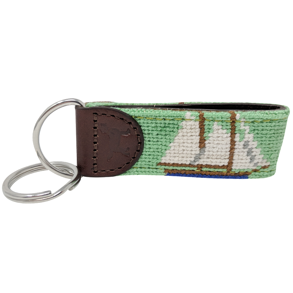 Sailboat Needlepoint Key Fob