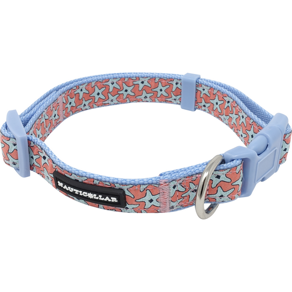 Starfish Adjustable Embroidered Nylon Dog Collar
