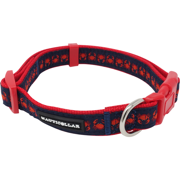 Maryland Crab Nautical Adjustable Nylon Ribbon Dog Collar