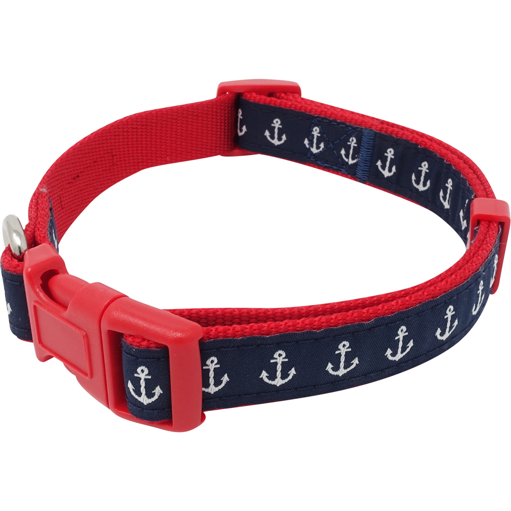 Nautical Anchor Dog Collar by Nauticollar Adjustable Navy Blue