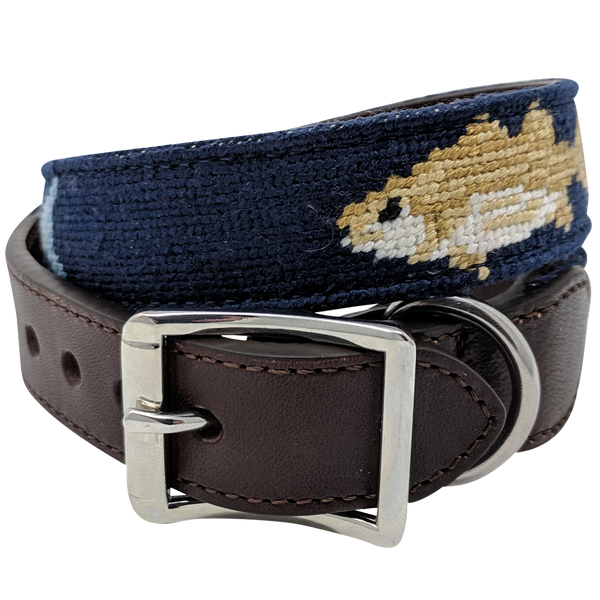 Nautical Fish Needlepoint Dog Collar by Nauticollar