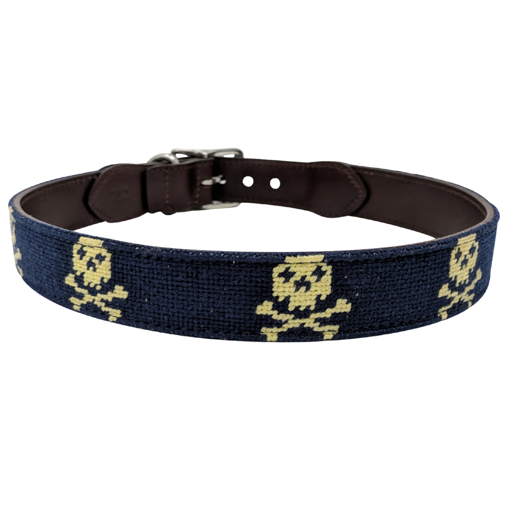 Jolly Pawger™ Skull and Crossbones Needlepoint Dog Collar – Nauticollar