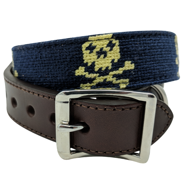 Nauticollar Jolly Pawger Skull and Crossbones Needlepoint Dog Collar