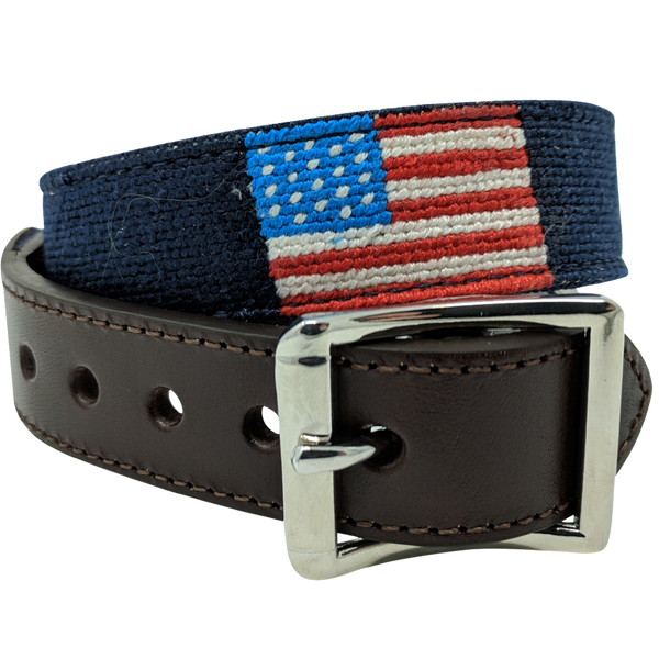 American Flag Nautical Needlepoint Dog Collar by Nauticollar