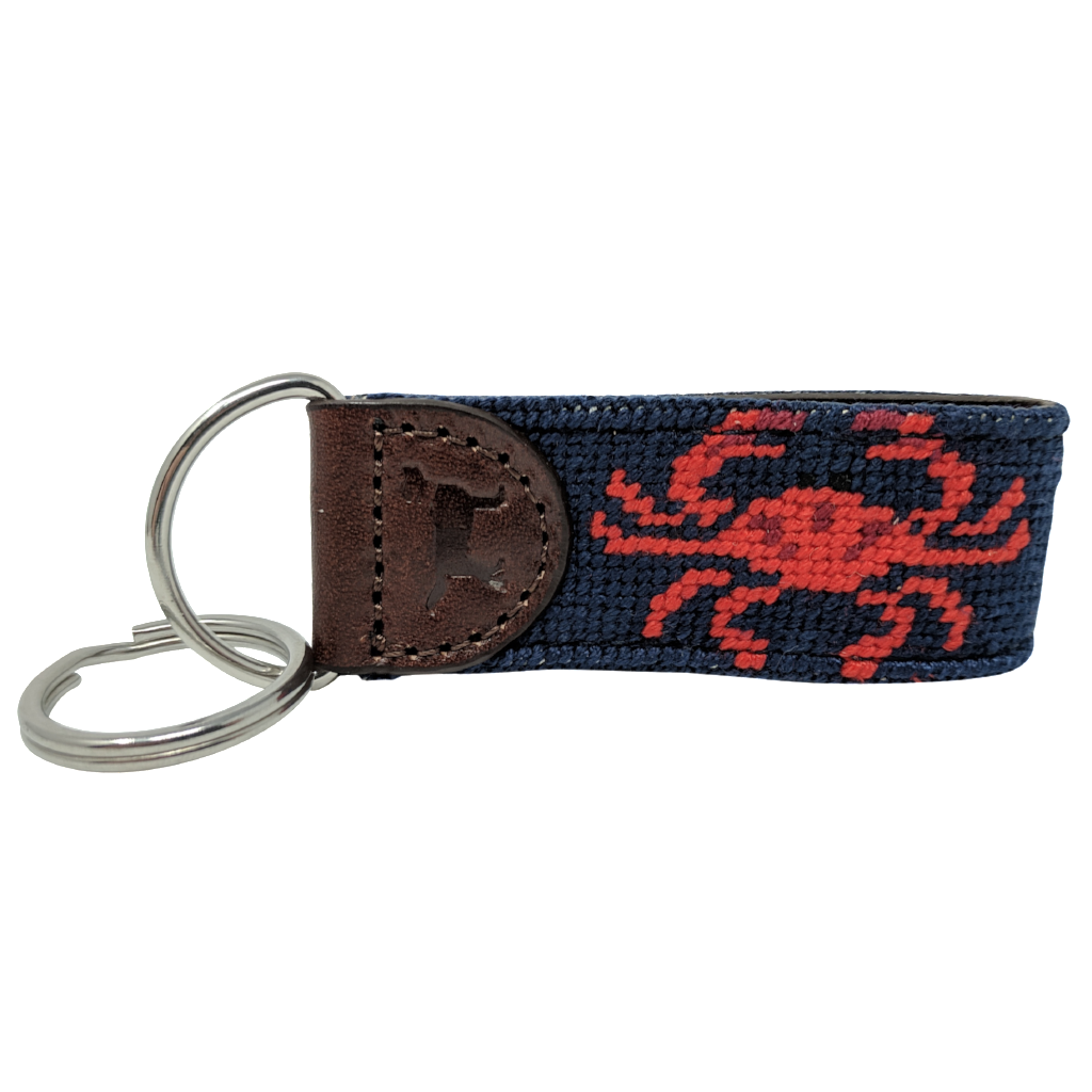 Maryland Crab Leather Needlepoint Key Fob